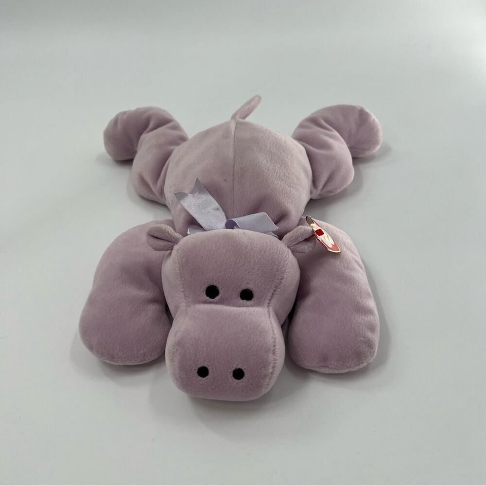 Ty Beanie Baby Purple Hippo Tubby 1994 4th Generation tag attached